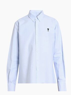 AMI Contrasted Ami de Coeur Cotton Shirt Blue Men’s 42/16.5